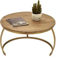 Clayre & Eef Bijzettafel Ø 62*37 cm Bruin Ijzer, Hout Side table Tafeltje