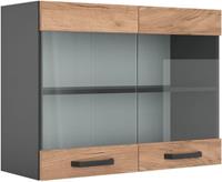 Vicco Küchenschrank Hängeschrank Hängeglasschrank 80 cm R-Line Anthrazit gold