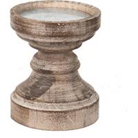 Clayre & Eef Kandelaar Ø 14*16 cm Bruin Hout Kaarsenstandaard