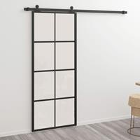 vidaXL Schuifdeur 76x205 cm aluminium en ESG-glas zwart