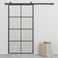 vidaXL Schuifdeur 102,5x205 cm aluminium en ESG-glas zwart