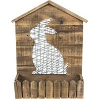 Clayre & Eef Planthouder 37*11*48 cm Bruin Hout Konijn Bloempot Decoratie Pot