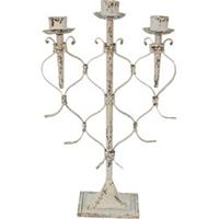 Clayre & Eef Kandelaar 28*12*42 cm Wit Metaal
