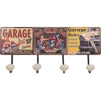 Clayre & Eef Wandkapstok 40*5*17 cm Rood, Zwart Ijzer Auto Garage Decoratieve kapstok