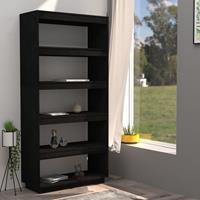 vidaXL Bücherregal/Raumteiler Schwarz 80x35x167 cm Massivholz Kiefer 