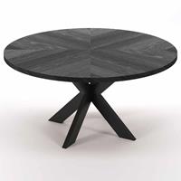 I-Catchers Eettafel rond eiken fineer zwart | 120 x 120 x 78 cm | Bladdikte 4 cm | Kruispoot