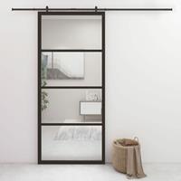 vidaXL Schuifdeur 90x205 cm aluminium en ESG-glas zwart