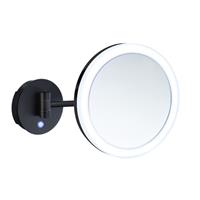 Smedbo Outline spiegel LED 20cm 5x vergrotend Wandmontage Batterij Mat Zwart FK485EBP