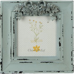 Clayre & Eef Fotolijst  10x10 cm Groen MDF Rechthoek Bloemen Fotokader