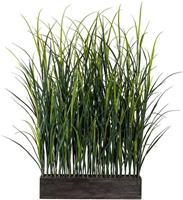 Kunststof gras ruimteverdeler, in een houten bak, b x d = 600 x 100 mm, hoogte ca. 1200 mm