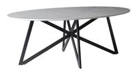 LivingFurn Ovale Eettafel Web Marmer en staal - Wit, 200 x 100cm