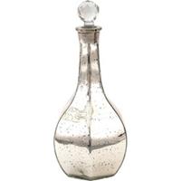 Clayre & Eef Decoratie Fles met Flessenstop Ø 12*31 cm Zilverkleurig Glas Decoratie Karaf