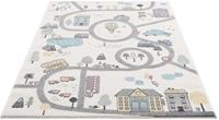 Carpet City Kinderteppich "Anime9376", rechteckig, Straßen-Spiel-Teppich, Auto, Weicher Flor, Pflegeleicht, Kinderzimmer