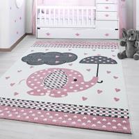 Ayyildiz Teppiche Kinderteppich Kids 570, rechteckig, 12 mm Höhe, Elefanten Motiv, Kurzflor