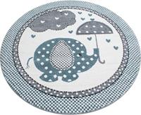 Ayyildiz Teppiche Kinderteppich Kids 570, rund, 12 mm Höhe, Elefanten Motiv, Kurzflor