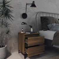 vidaXL Nachtkastjes 2 st met metalen poten 40x35x50 cm bruineikenkleur