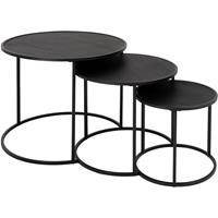 Bijzettafel set van 3 zwart gemaakt van MDF spaanplaat en metaal ML-Design