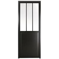 Praxis Binnendeur Atelier linksdraaiend zwart aluminium mat glas 211,5x78cm