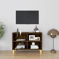 Tv-meubel met houten poten 69,5x30x50 cm gerookt eikenkleurig