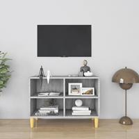 Tv-meubel met houten poten 69,5x30x50 cm grijs sonoma eiken