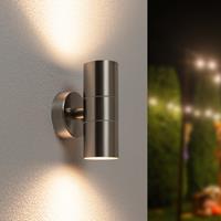 HOFTRONIC™ Jasmin dimbare LED Wandlamp - 4000K neutraal wit - GU10 - Rond - Up & Down light - RVS - IP44 voor buiten