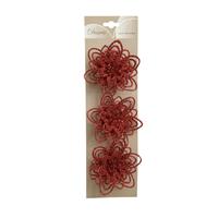 Decoris 3x stuks decoratie bloemen Rood