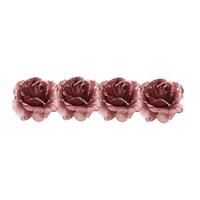 Bellatio 4x Oud roze decoratie bloemen rozen op clip 14 cm - Kerstversiering/woondeco/knutsel/hobby bloemetjes/roosjes