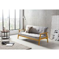 SALESFEVER Schlafsofa 190x85x81 cm hellgrau Webstoff, Armlehnen aus Massivholz, 100% Polyester