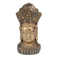 Clayre & Eef Decoratie Beeld Boeddha 11*9*22 Cm Goudkleurig Kunststof Decoratief Figuur Decoratieve Accessoires