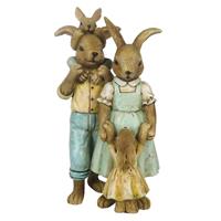 Clayre & Eef Decoratie Konijn 8*6*15 Cm Meerkleurig Kunststof Decoratief Figuur Paashaas Woonaccessoires Meerkleurig