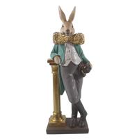 Clayre & Eef Decoratie Beeld Konijn 15*9*45 Cm Meerkleurig Polyresin Decoratief Figuur Paashaas Woonaccessoires