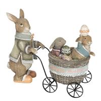 Clayre & Eef Decoratie Beeld Konijn 21*8*11 Cm Bruin Polyresin Decoratief Figuur Paashaas Woonaccessoires Bruin