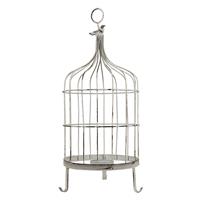 Clayre & Eef Vogelkooi Decoratie Vogel Ø 26*61 Cm Wit Metaal Rond Vogelkooi Voor Binnen Wit Vogelkooi Voor Binnen