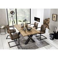 SIT MÖBEL TABLES & CO Tisch 240x100 cm Platte Wildeiche, X-Gestell im Used-Look