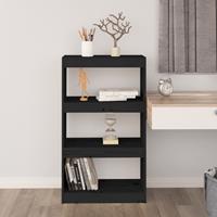 vidaXL Boekenkast/kamerscherm 60x30x103,5 cm massief grenenhout zwart