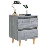 vidaXL Nachtkastjes 2 st met houten poten 40x35x50 cm grijs sonoma