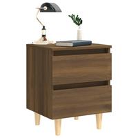 vidaXL Nachtkastjes 2 st met houten poten 40x35x50 cm bruineikenkleur