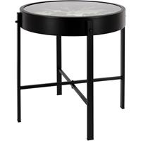 ECD Germany Bijzettafel Met Geïntegreerde Klok Ø 40x40 Cm Zwart Metaal