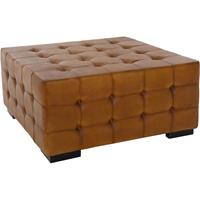 WOMO-Design Zitpoef Xxl 90x45x90 Cm Bruin Echt Leder Met Metalen Pootjes Womo Design