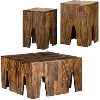 Womo-design Salontafel set van 3 natuurlijke massief Sheesham hout WOMO Design