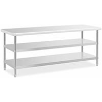 Roestvrijstalen tafel - 200 x 70 x 5 cm - 231 kg - 2 planken - Royal Catering