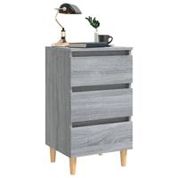 vidaXL Nachtkastjes 2 st met houten poten 40x35x69 cm grijs sonoma