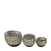 Dijk Natural Collections Mand Wilgen-grijs-ø38x28cm-set Van 3