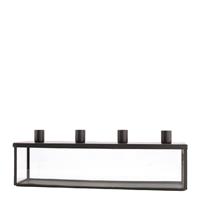 Metalen Dinerkaarshouder Met Glas-zwart-36x9x11.5 Cm