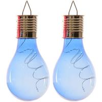 Lumineo 2x Buiten Led Blauwe Lampbolletjes Solar Verlichting 14 Cm - Buitenverlichting