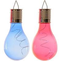 2x Buiten/tuin Led Blauw/rood Peertjes Solar Verlichting 14 Cm - Buitenverlichting