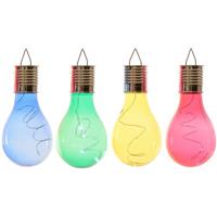 Lumineo 4x Buiten Led Blauw/groen/geel/rood Peertjes Solar Lampen 14 Cm - Buitenverlichting