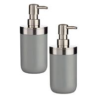 Shoppartners 2x Stuks Zeeppompje/dispenser Roestvrij Metaal Grijs/zilver 350 Ml Met For