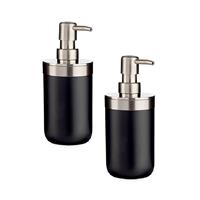 Shoppartners 2x Stuks Zeeppompje/dispenser Roestvrij Metaal Zwart/zilver 350 Ml Met For