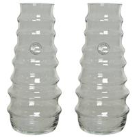 Decoris Transparante Vaas/bloemenvaas Ribbel-motief 3,5 Liter Van Glas 13 X 30 Cm - Vazen